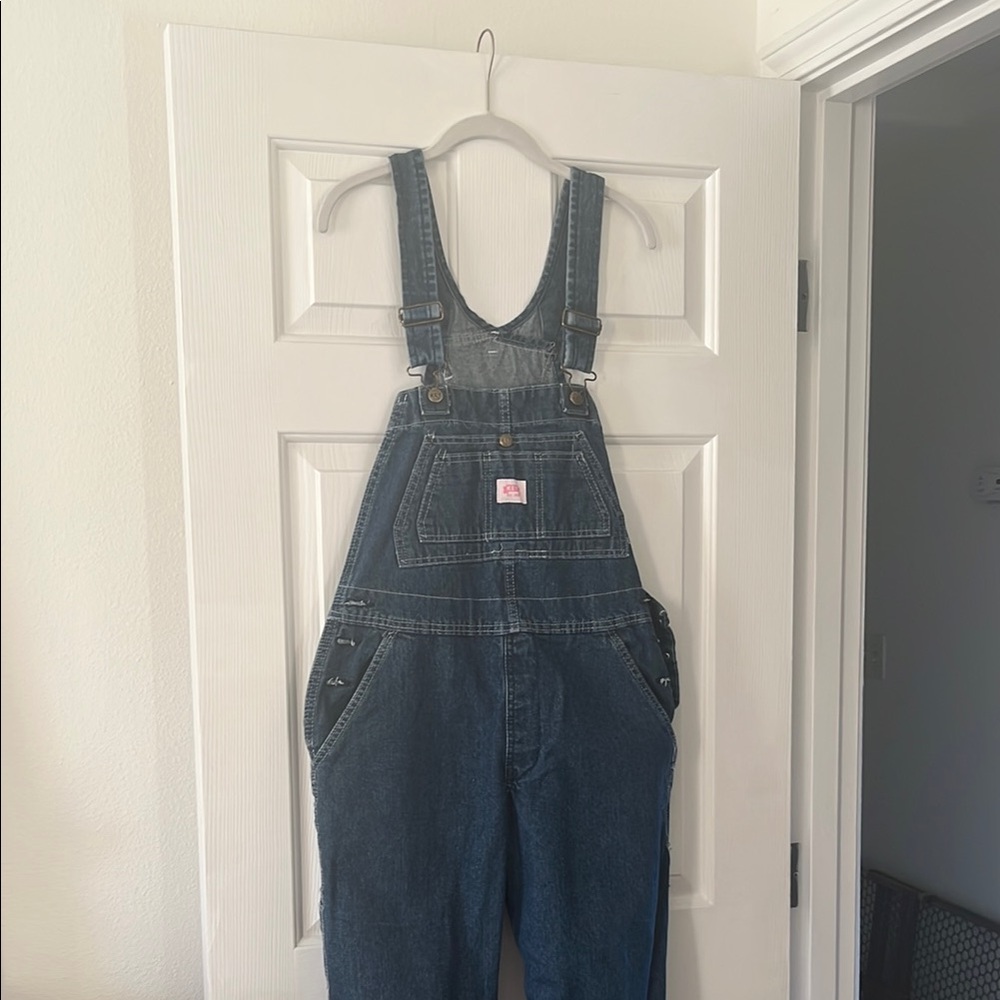 Key Brand Dark Wash Denim Overalls with Front Pocket
